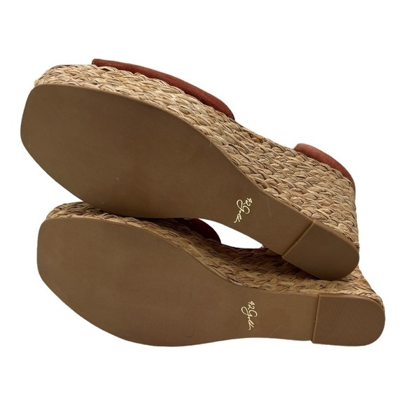42 Gold MINDIE PLATFORM WEDGE SANDAL IN TOBACCO SUEDE size 40/9 - Picture 9 of 12